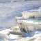 Mountain covered with deposits of calcium in Pamukkale and Hierapolis