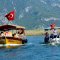 Boats are heading to Dalyan Turtle Beach - Dalyan Mud Bath Tour