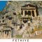 Old Fethiye history post card with Lycian tombs of Telmessos