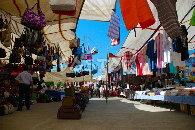 Textile at Gocek Sunday market