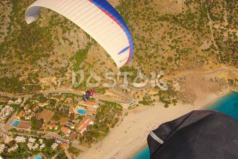 Slow descending to the beach - Babadag paragliding in Fethiye Turkey