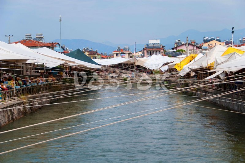 Water channel is dividing Fethiye market for two sides