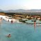 View to the Pamukkale city from the hill