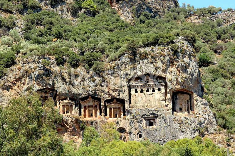 Lycian tombs in Dalyan Turkey - Dalyan Mud Bath Tour