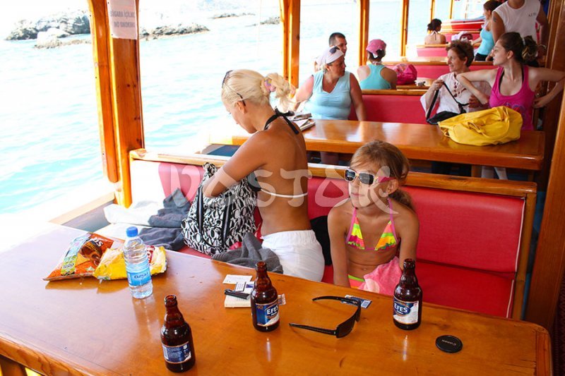 Lower deck of Oludeniz boat - time to have a drink - Oludeniz Boat Trips