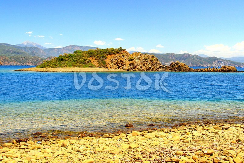 A small island is one from 12 islands near Fethiye Turkey