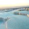 Turquoise water in snow white travertine - Pamukkale Turkey