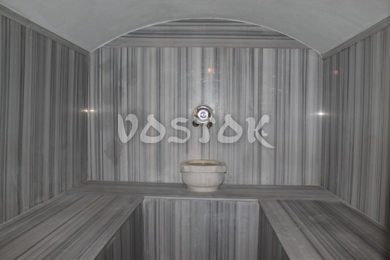 Marble decorated walls of steam room of Turkish Bath Oludeniz