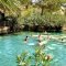 Cleopatra bath with bubbled and warm water in Pamukkale Turkey